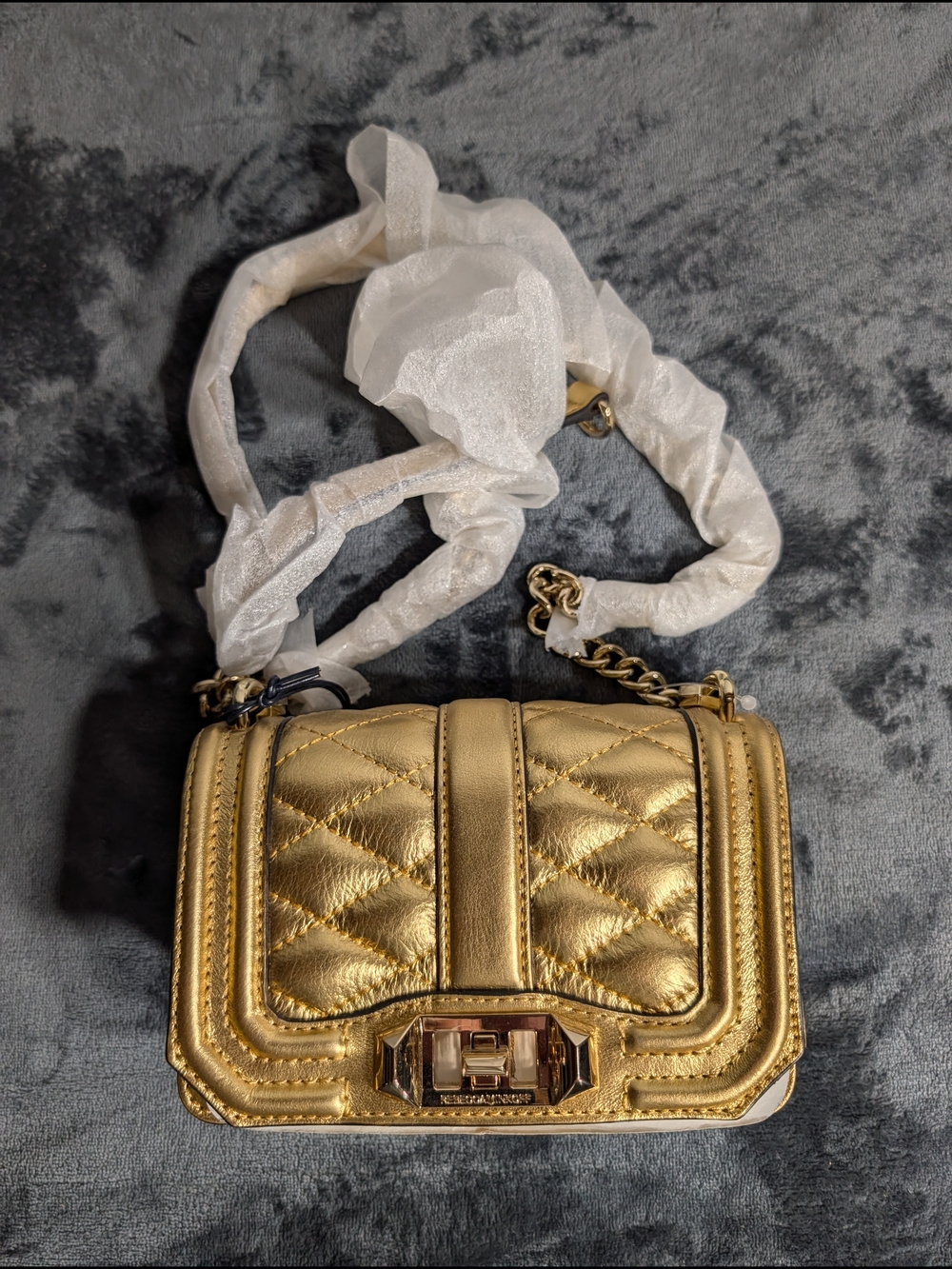 Rebecca Minkoff Metallic Gold Quilted Crossbody